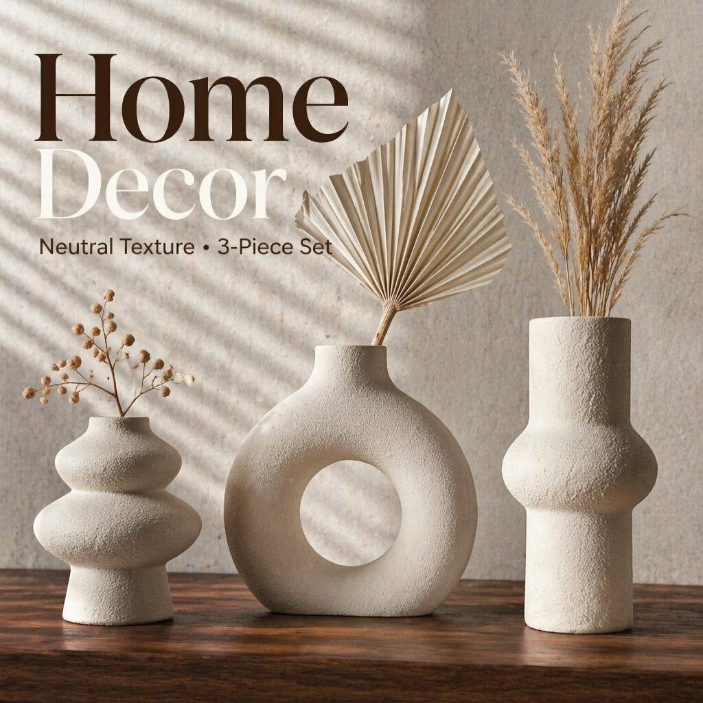 Lot de 3 Vases Creux Texturés  - Palm Leaf Dried avis et prix